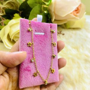 18K gold plated star white stone neckpice