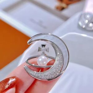 White moon brooch