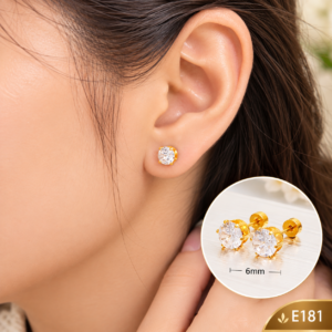 6mm Zircon stone earring E181