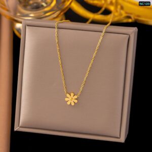 18k gold plated 1 Flower simple Chain NC03