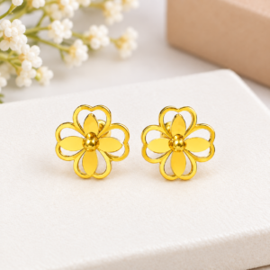 Double Leaf Gold Screw Earring E136