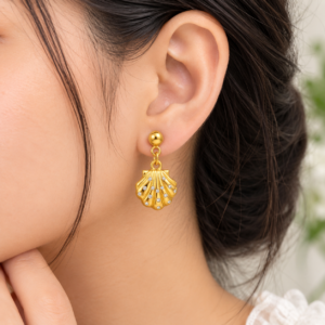 Double Leaf Gold Screw Earring E169