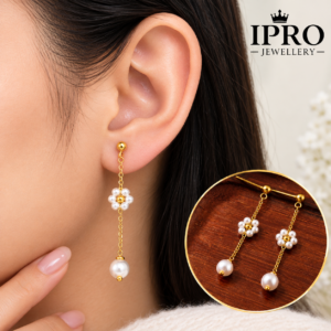 White Flower 18K Gold Earring E69